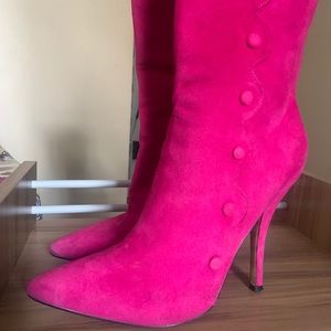 Betsey Johnson hot pink suede boots 💕